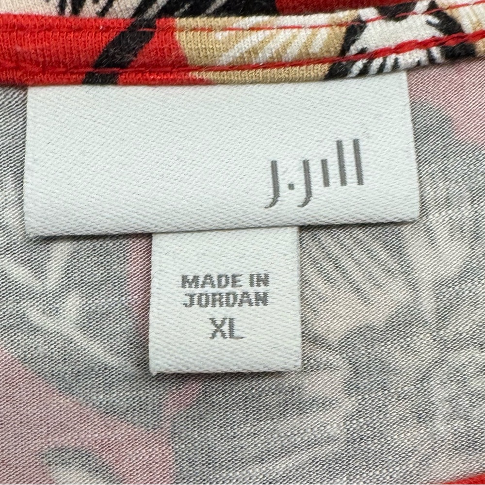 J. Jill Jersey Shift A-Line Dress Sleeveless Boatneck Red & Black Floral Sz XL - Picture 7 of 8